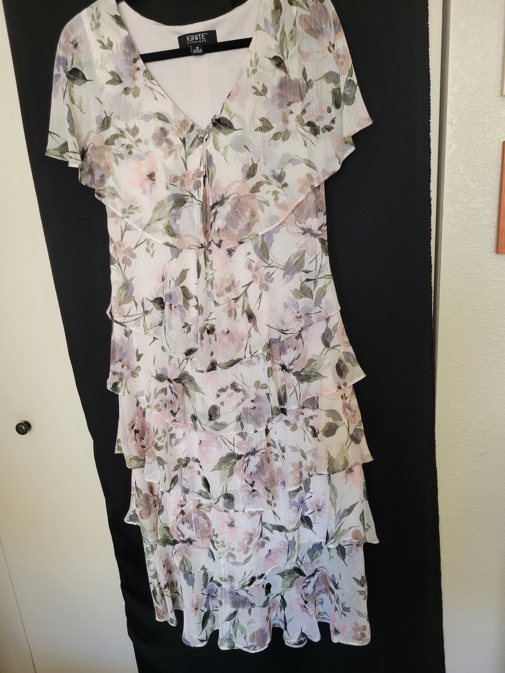 Ignite Floral Tiered Midi Dress in Pastel Pink and Sage